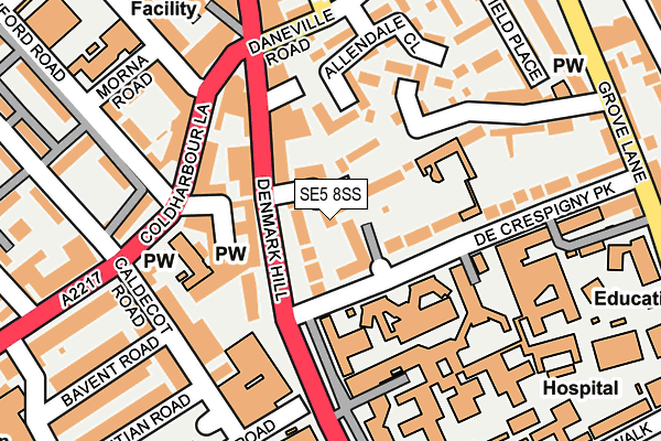 SE5 8SS map - OS OpenMap – Local (Ordnance Survey)