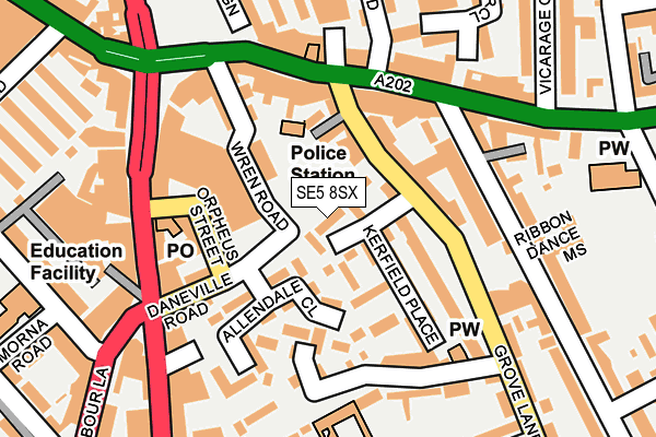 SE5 8SX map - OS OpenMap – Local (Ordnance Survey)
