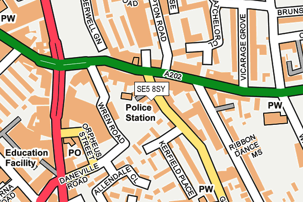 SE5 8SY map - OS OpenMap – Local (Ordnance Survey)