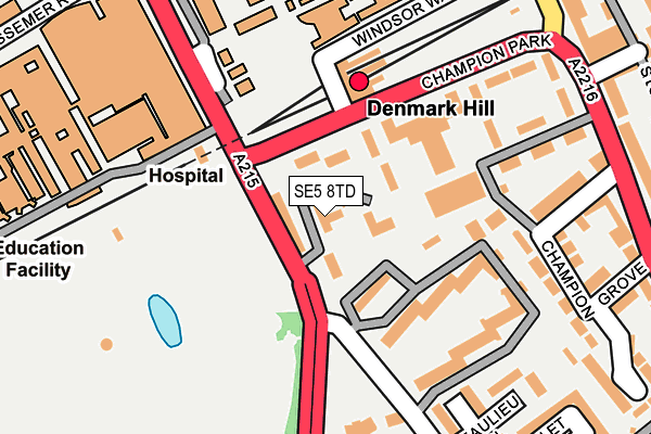 SE5 8TD map - OS OpenMap – Local (Ordnance Survey)