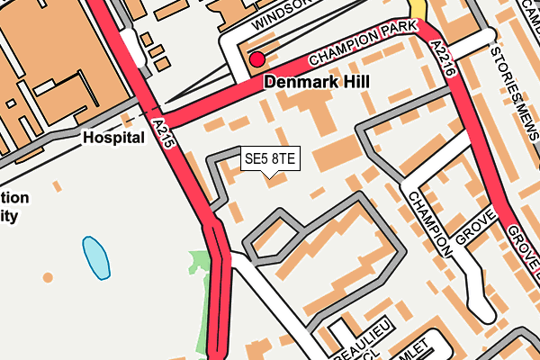 SE5 8TE map - OS OpenMap – Local (Ordnance Survey)