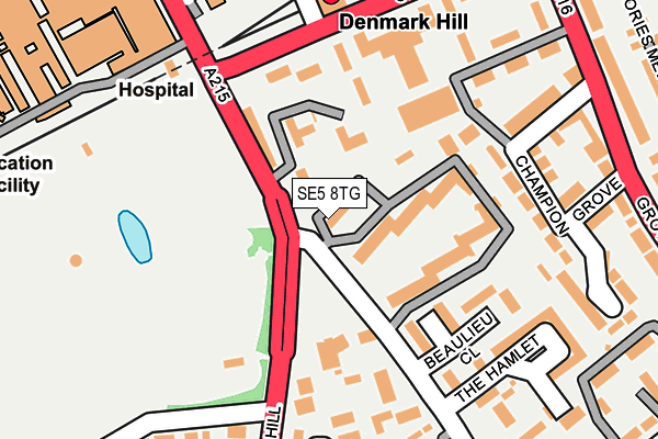 SE5 8TG map - OS OpenMap – Local (Ordnance Survey)