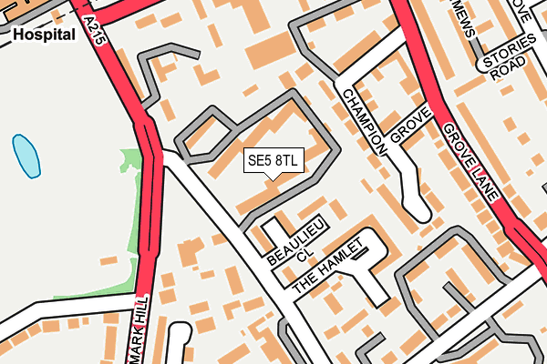 SE5 8TL map - OS OpenMap – Local (Ordnance Survey)