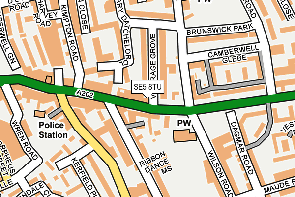 SE5 8TU map - OS OpenMap – Local (Ordnance Survey)