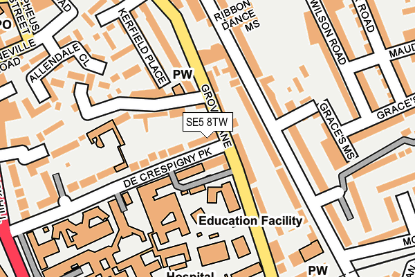 SE5 8TW map - OS OpenMap – Local (Ordnance Survey)