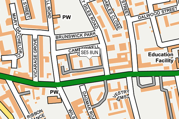 SE5 8UN map - OS OpenMap – Local (Ordnance Survey)