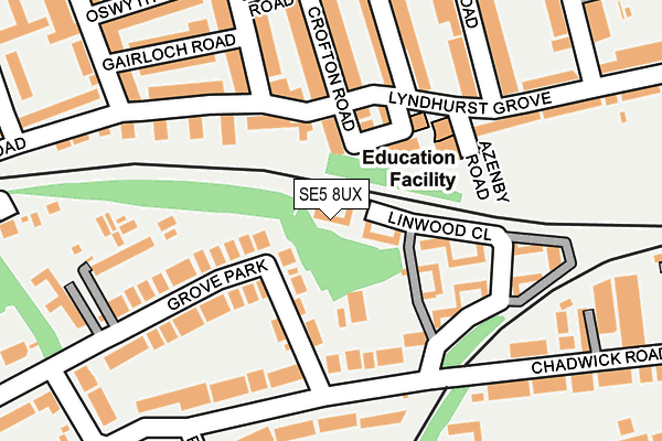 SE5 8UX map - OS OpenMap – Local (Ordnance Survey)