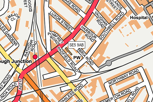 SE5 9AB map - OS OpenMap – Local (Ordnance Survey)