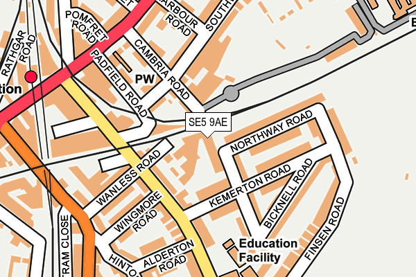 SE5 9AE map - OS OpenMap – Local (Ordnance Survey)