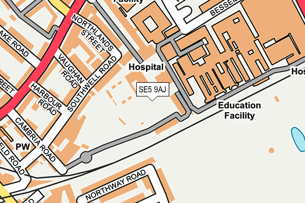 SE5 9AJ map - OS OpenMap – Local (Ordnance Survey)