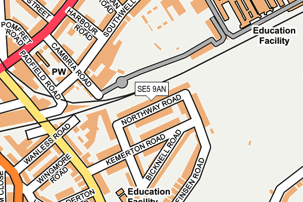 SE5 9AN map - OS OpenMap – Local (Ordnance Survey)