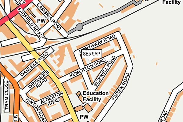 SE5 9AP map - OS OpenMap – Local (Ordnance Survey)