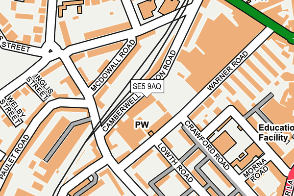 SE5 9AQ map - OS OpenMap – Local (Ordnance Survey)