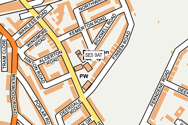 SE5 9AT map - OS OpenMap – Local (Ordnance Survey)