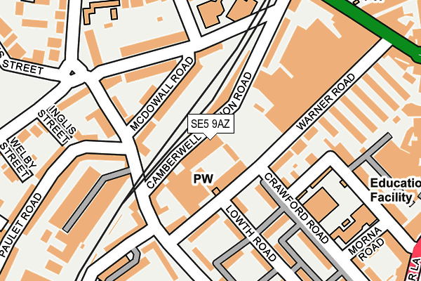 SE5 9AZ map - OS OpenMap – Local (Ordnance Survey)