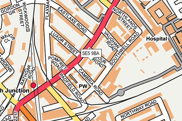 SE5 9BA map - OS OpenMap – Local (Ordnance Survey)