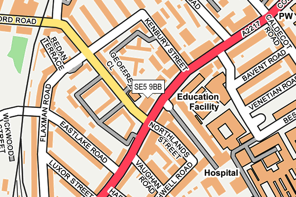 SE5 9BB map - OS OpenMap – Local (Ordnance Survey)