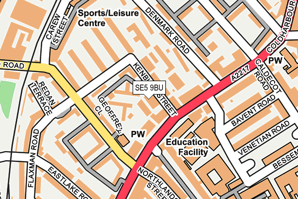 SE5 9BU map - OS OpenMap – Local (Ordnance Survey)