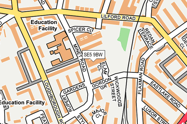 SE5 9BW map - OS OpenMap – Local (Ordnance Survey)