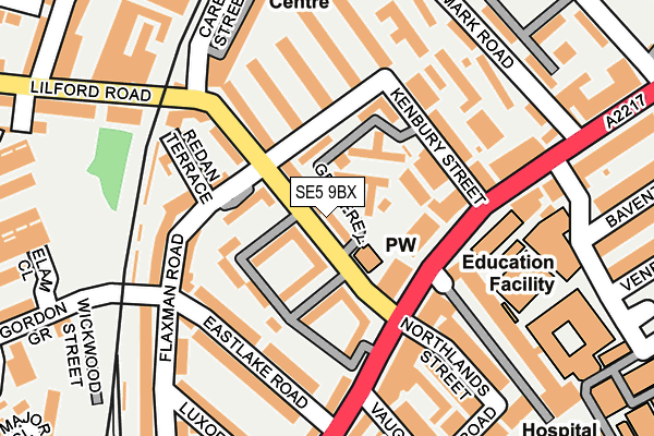 SE5 9BX map - OS OpenMap – Local (Ordnance Survey)