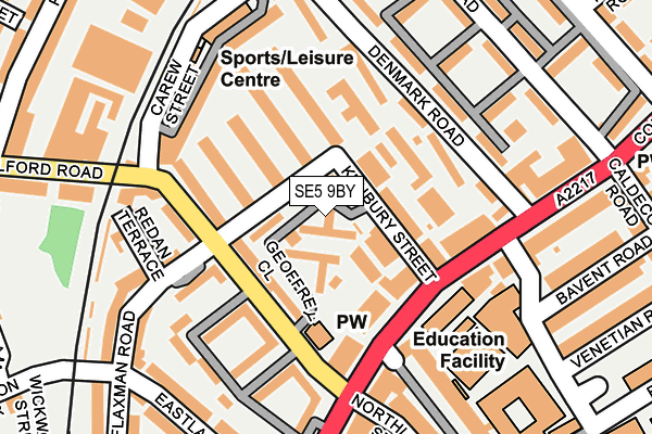 SE5 9BY map - OS OpenMap – Local (Ordnance Survey)
