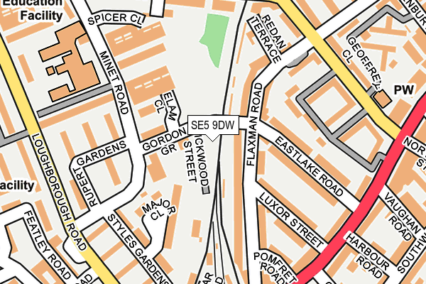 SE5 9DW map - OS OpenMap – Local (Ordnance Survey)