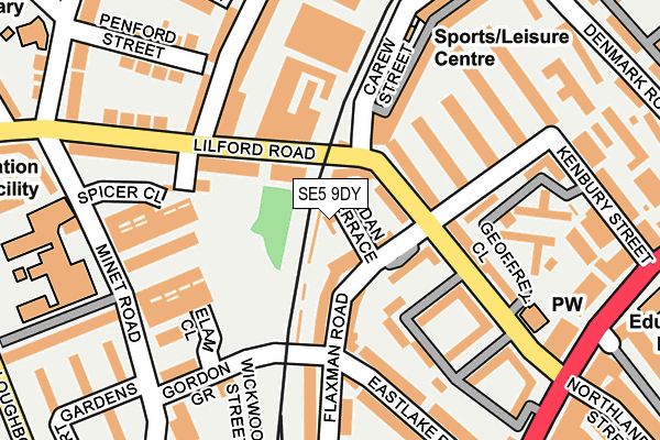 SE5 9DY map - OS OpenMap – Local (Ordnance Survey)