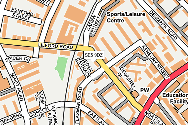 SE5 9DZ map - OS OpenMap – Local (Ordnance Survey)