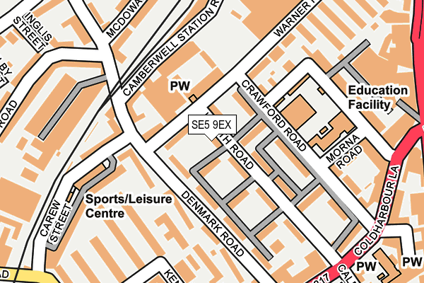 SE5 9EX map - OS OpenMap – Local (Ordnance Survey)