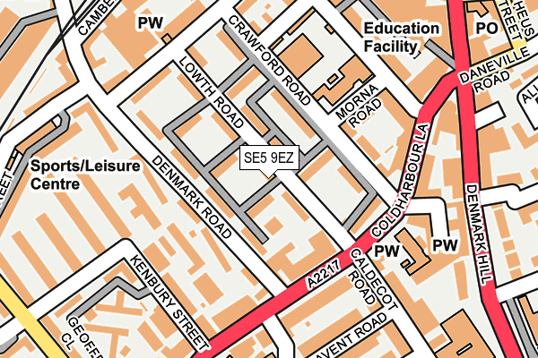 SE5 9EZ map - OS OpenMap – Local (Ordnance Survey)