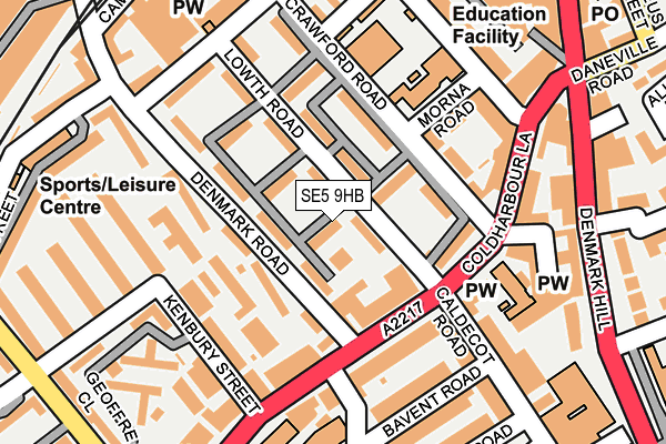 SE5 9HB map - OS OpenMap – Local (Ordnance Survey)