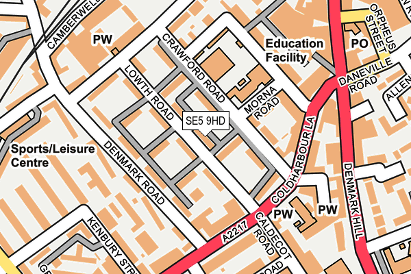 SE5 9HD map - OS OpenMap – Local (Ordnance Survey)
