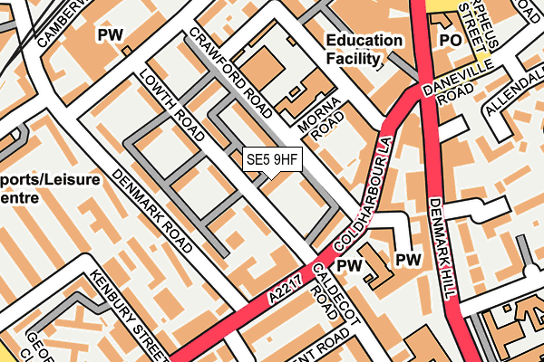 SE5 9HF map - OS OpenMap – Local (Ordnance Survey)