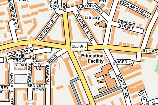 SE5 9HJ map - OS OpenMap – Local (Ordnance Survey)