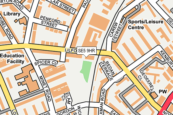 SE5 9HR map - OS OpenMap – Local (Ordnance Survey)
