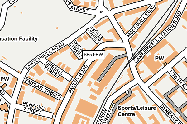 SE5 9HW map - OS OpenMap – Local (Ordnance Survey)