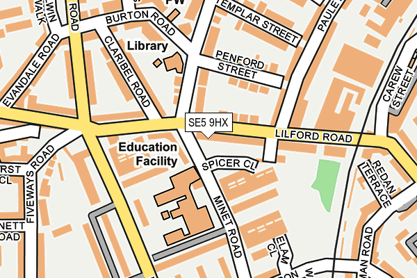 SE5 9HX map - OS OpenMap – Local (Ordnance Survey)