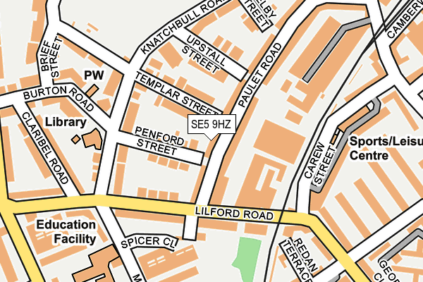SE5 9HZ map - OS OpenMap – Local (Ordnance Survey)
