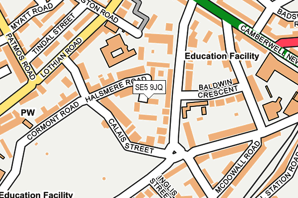 SE5 9JQ map - OS OpenMap – Local (Ordnance Survey)