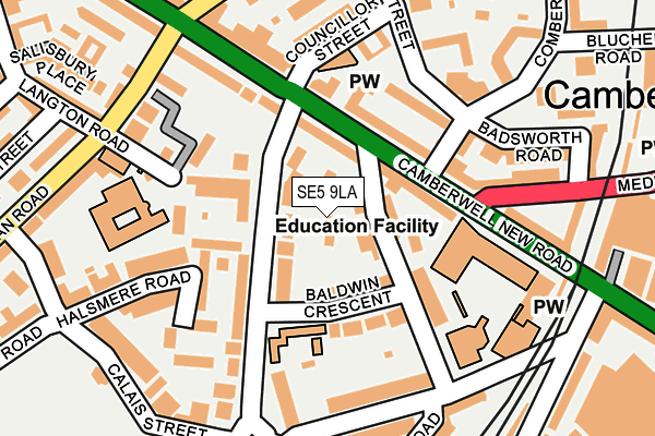 SE5 9LA map - OS OpenMap – Local (Ordnance Survey)