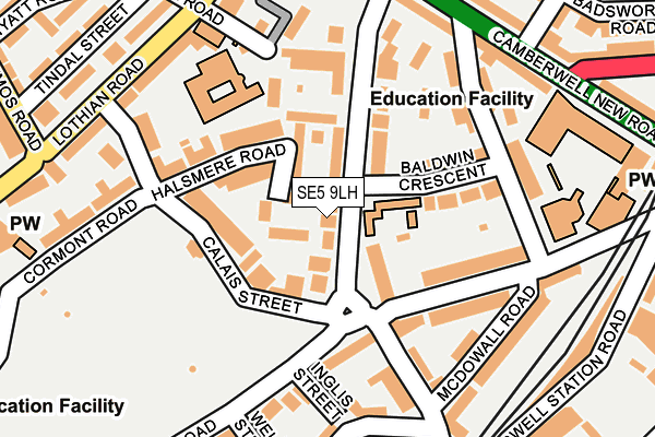 SE5 9LH map - OS OpenMap – Local (Ordnance Survey)