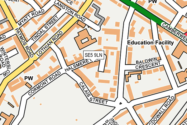 SE5 9LN map - OS OpenMap – Local (Ordnance Survey)