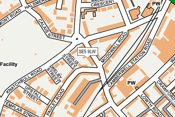 SE5 9LW map - OS OpenMap – Local (Ordnance Survey)