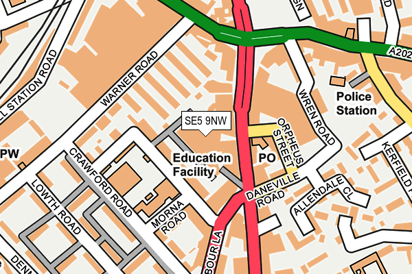 SE5 9NW map - OS OpenMap – Local (Ordnance Survey)