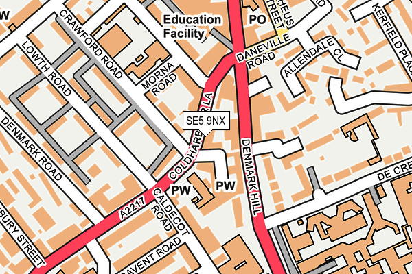 SE5 9NX map - OS OpenMap – Local (Ordnance Survey)