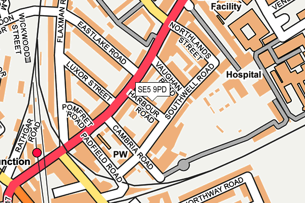 SE5 9PD map - OS OpenMap – Local (Ordnance Survey)