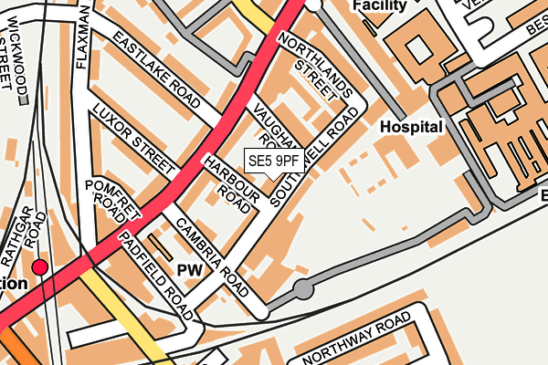 SE5 9PF map - OS OpenMap – Local (Ordnance Survey)