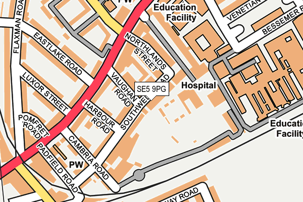 SE5 9PG map - OS OpenMap – Local (Ordnance Survey)
