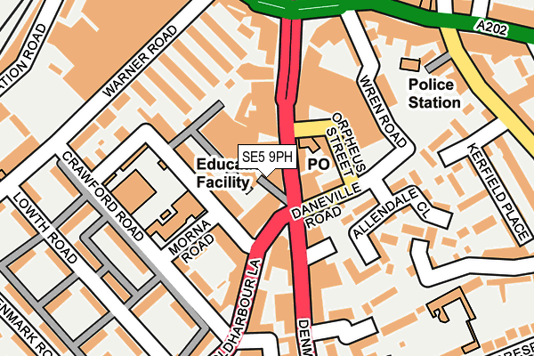 SE5 9PH map - OS OpenMap – Local (Ordnance Survey)