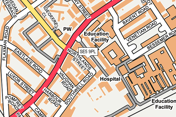 SE5 9PL map - OS OpenMap – Local (Ordnance Survey)